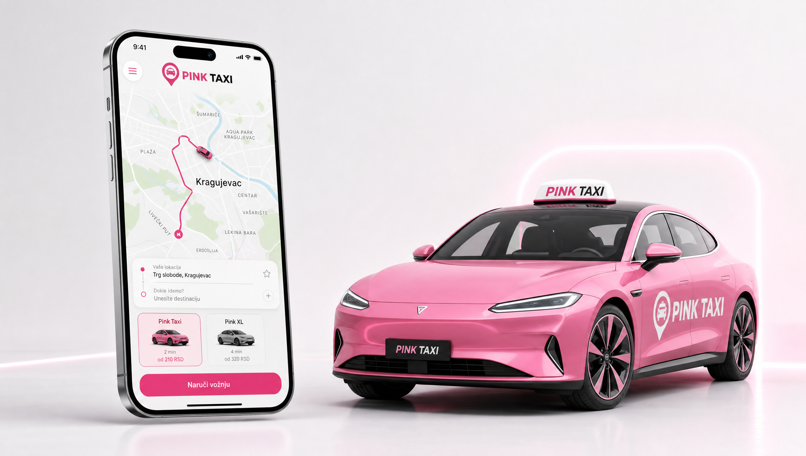 Pink Taxi Aplikacija Kragujevac
